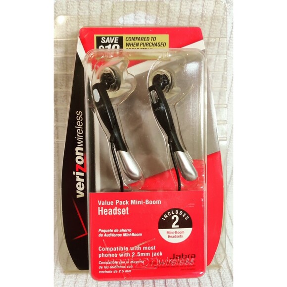 Vintage Verizon Wired Earbuds Jabra Mini-Boom 2.5mm Jack Short Microphone NIB - Picture 1 of 12